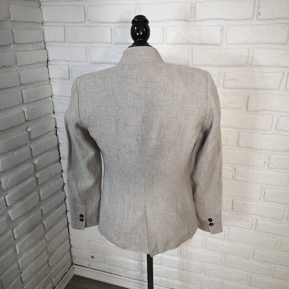 Zara Basics Collection Ladies Size 4 Grey & Beige Lined Tab Collar Blazer - Picture 2 of 11